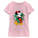 Girl's Mickey & Friends Santa Christmas Wreath T-Shirt