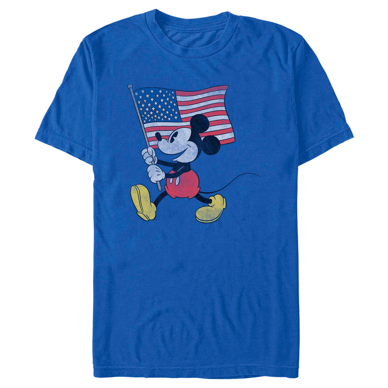 Men's Mickey & Friends Retro American Flag March T-Shirt