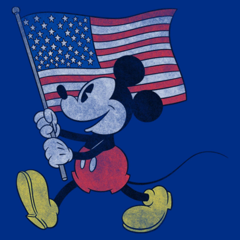 Junior's Mickey & Friends Retro American Flag March T-Shirt