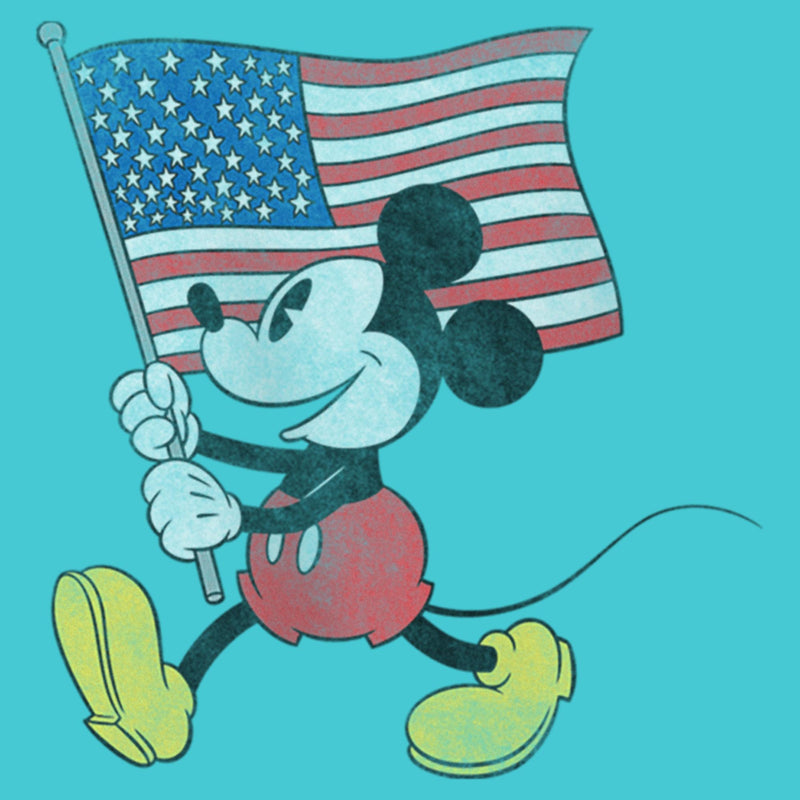 Girl's Mickey & Friends Retro American Flag March T-Shirt