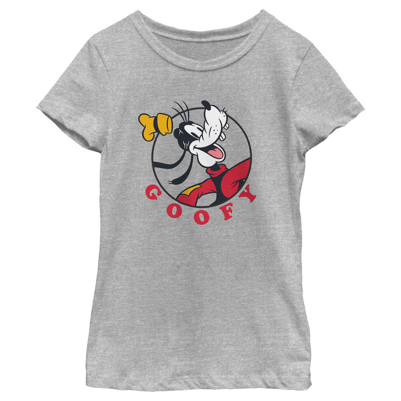 Girl's Mickey & Friends Goofy Circle Portrait T-Shirt