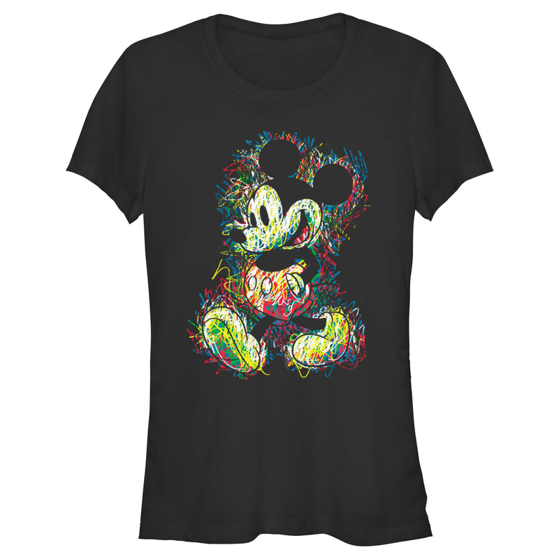 Junior's Mickey & Friends Retro Mickey Scribbles T-Shirt