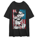 Junior's Mickey & Friends Distressed American Flag T-Shirt
