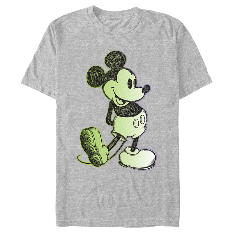 Men's Mickey & Friends Retro Green Sketch T-Shirt