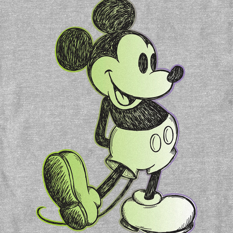 Men's Mickey & Friends Retro Green Sketch T-Shirt