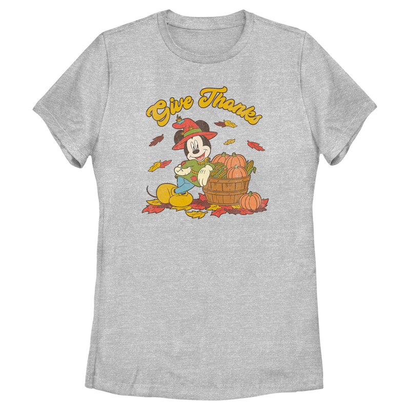 Women's Mickey & Friends Give Thanks Scarecrow Mickey T-Shirt