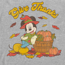 Men's Mickey & Friends Give Thanks Scarecrow Mickey Long Sleeve Shirt