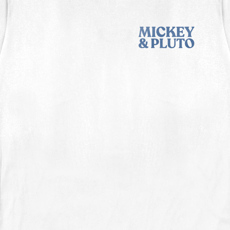 Women's Mickey & Friends Retro Stripes Mickey & Pluto Text T-Shirt