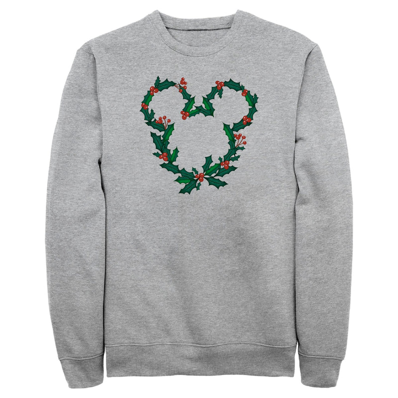 Men's Mickey & Friends Christmas Wreath Silhouette Mickey Sweatshirt