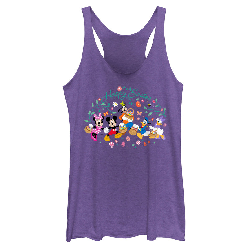 Women's Mickey & Friends Happy Easter Group Egg Hunt Racerback Tank Top