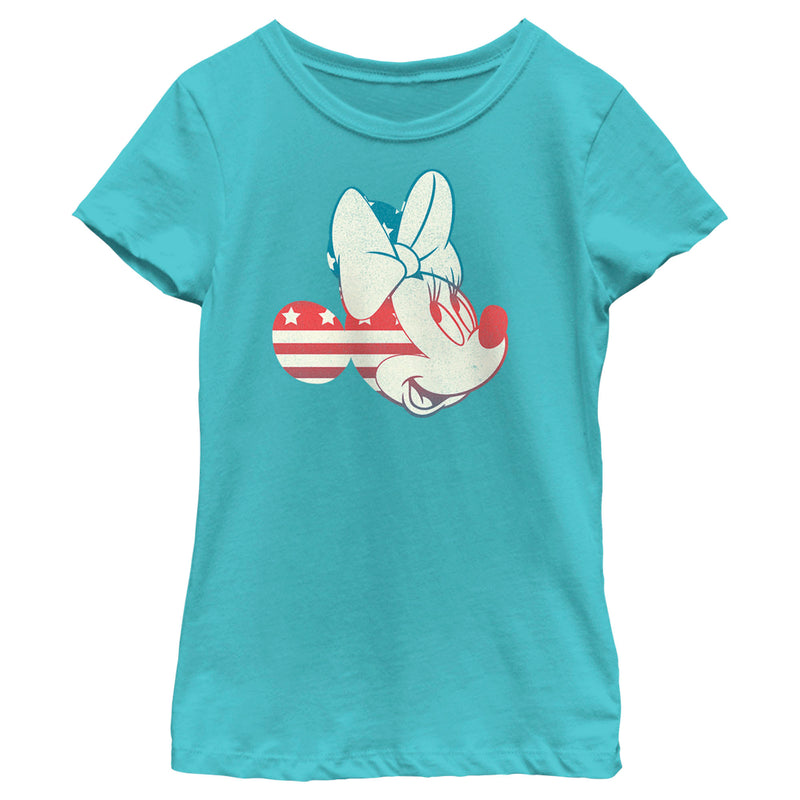 Girl's Minnie Mouse American Flag Pattern T-Shirt
