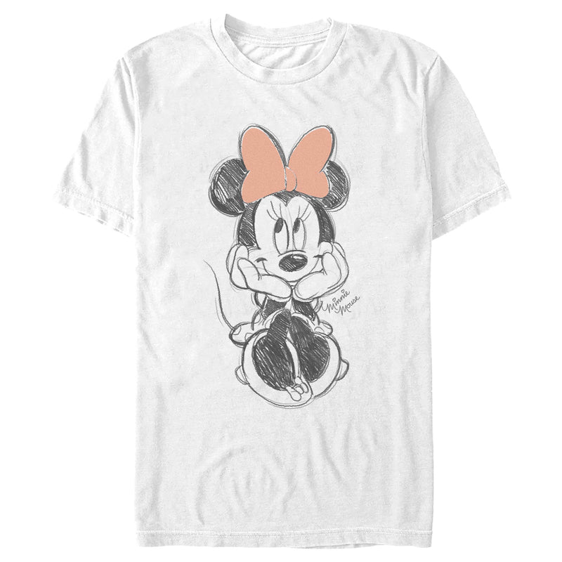 Men's Minnie Mouse Cute Signature Sketch T-Shirt