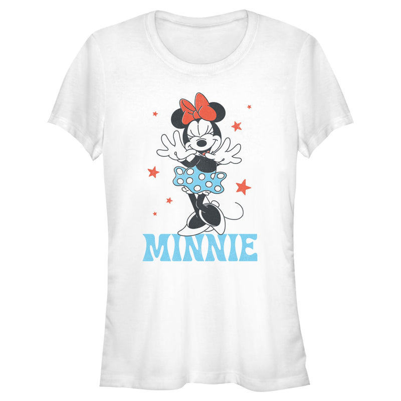 Junior's Minnie Mouse Retro Starry Distressed Portrait T-Shirt