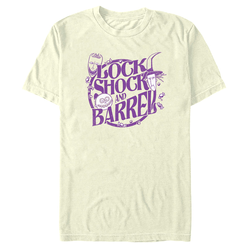 Men's The Nightmare Before Christmas Lock, Shock, and Barrel Purple Circle T-Shirt