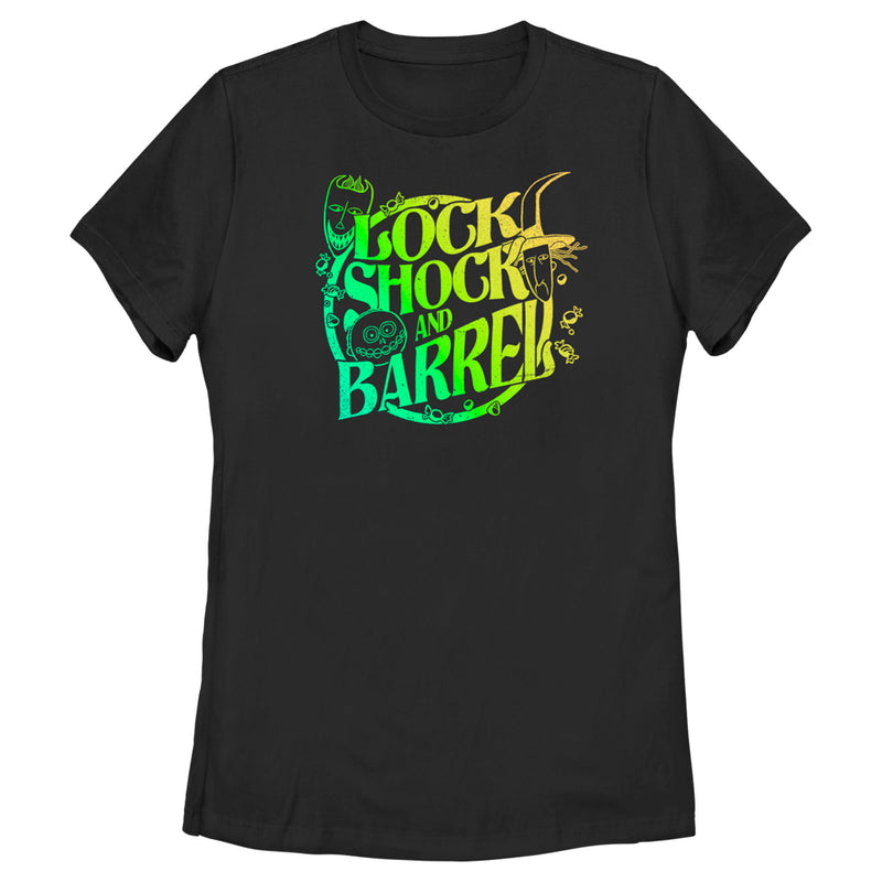 Women's The Nightmare Before Christmas Lock, Shock, and Barrel Neon Circle T-Shirt