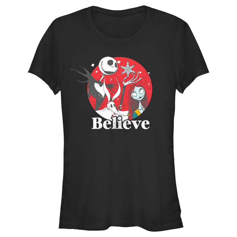 Junior's The Nightmare Before Christmas Christmas Believe Jack and Sally T-Shirt