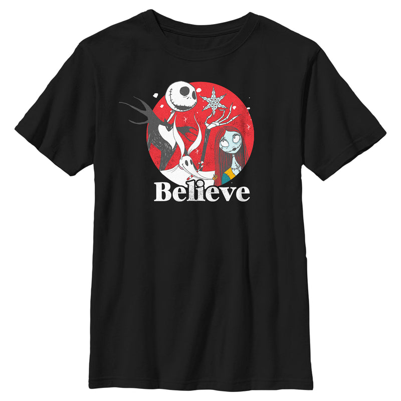 Boy's The Nightmare Before Christmas Christmas Believe Jack and Sally T-Shirt