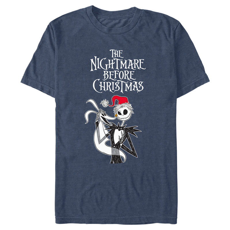 Men's The Nightmare Before Christmas Jack Skellington Santa Hat Logo T-Shirt