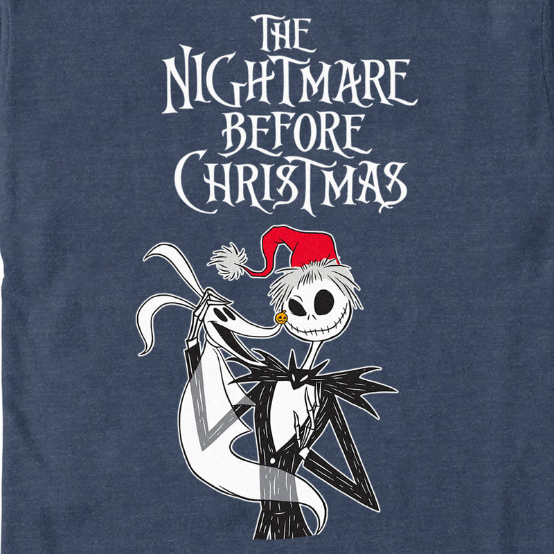 Men's The Nightmare Before Christmas Jack Skellington Santa Hat Logo T-Shirt