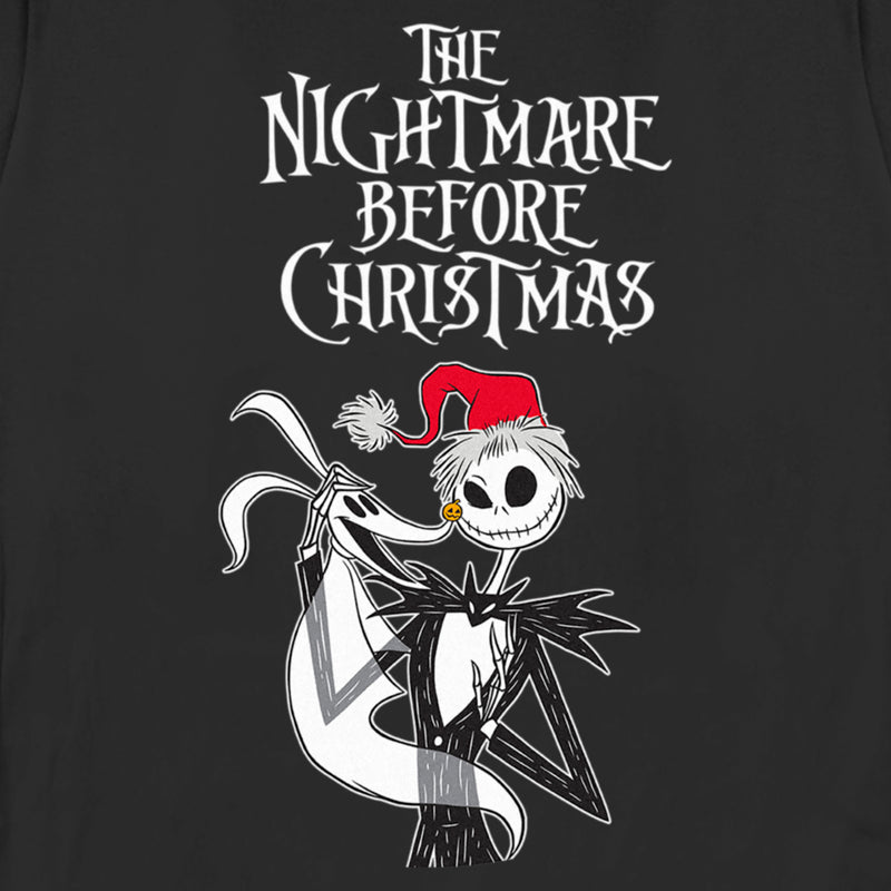 Women's The Nightmare Before Christmas Jack Skellington Santa Hat Logo T-Shirt