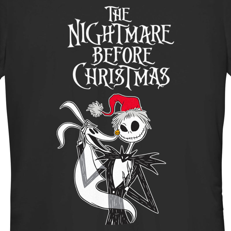 Junior's The Nightmare Before Christmas Jack Skellington Santa Hat Logo T-Shirt