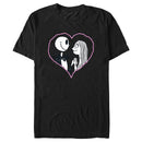 Men's The Nightmare Before Christmas Jack and Sally Pink Heart Stitch T-Shirt