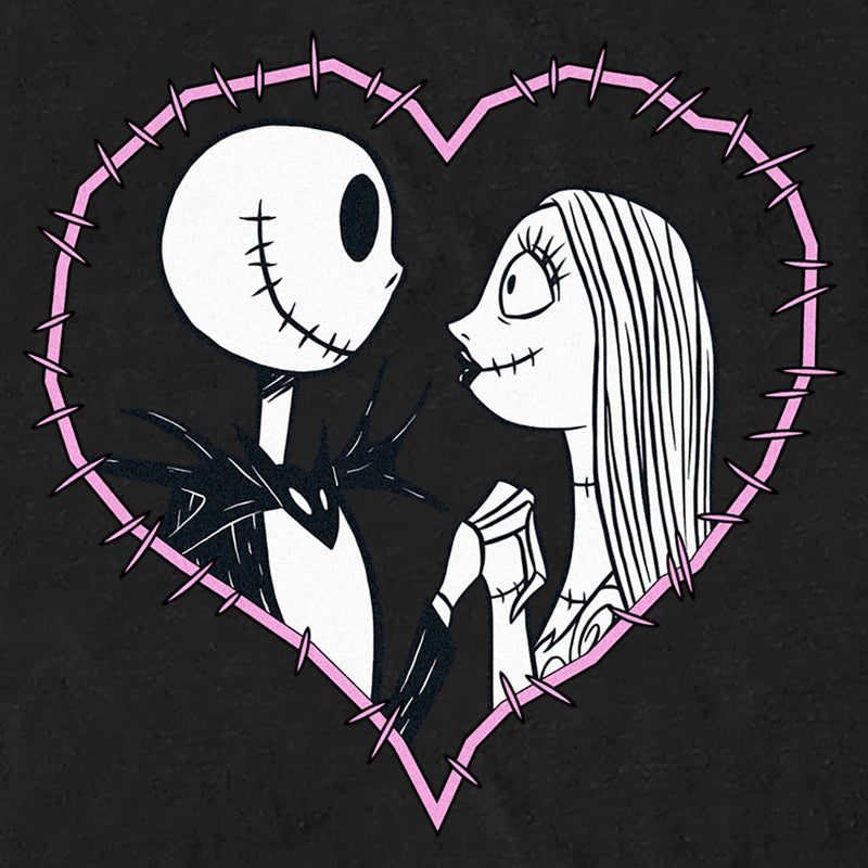 Men's The Nightmare Before Christmas Jack and Sally Pink Heart Stitch T-Shirt