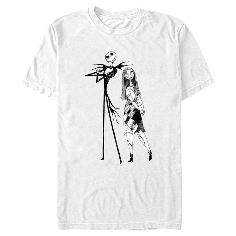 Men's The Nightmare Before Christmas Jack and Sally Black and White Portrait T-Shirt