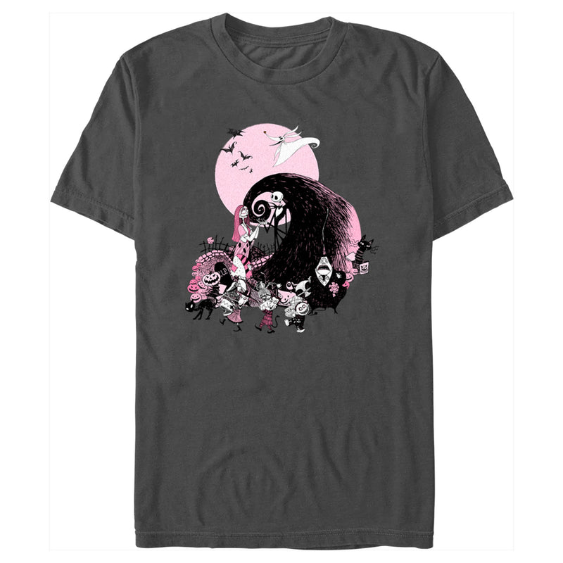 Men's The Nightmare Before Christmas Pink Group Scene T-Shirt