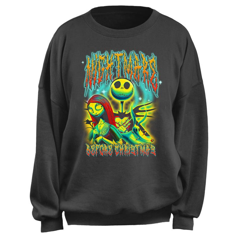 Junior's The Nightmare Before Christmas Jack and Sally Graffiti Portrait Sweatshirt