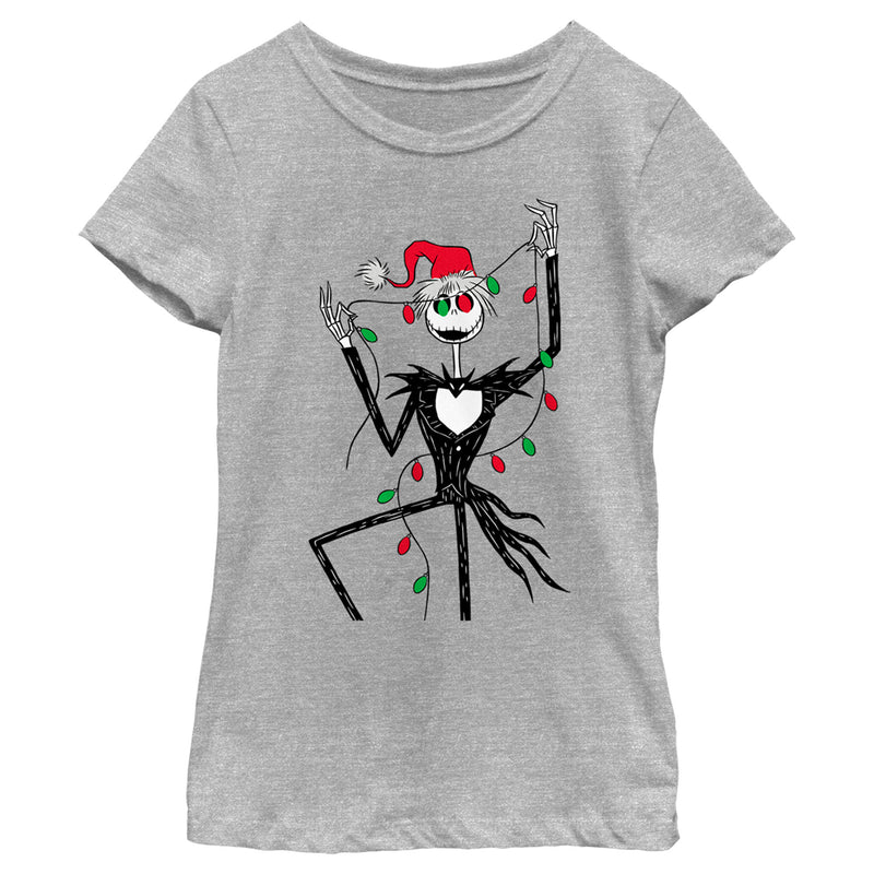 Girl's The Nightmare Before Christmas Jack Christmas Lights T-Shirt