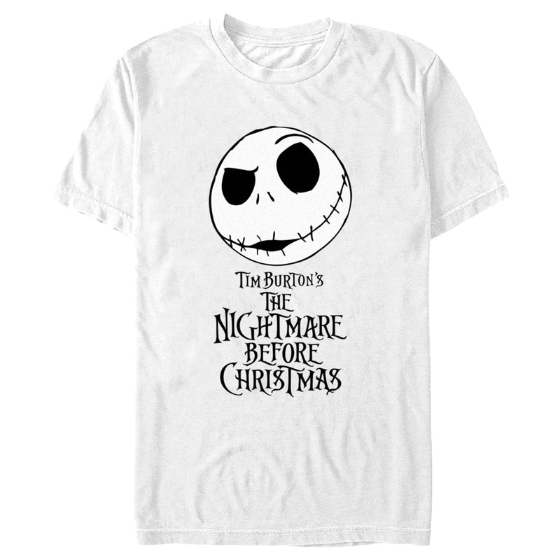 Men's The Nightmare Before Christmas Jack Face Movie Logo T-Shirt