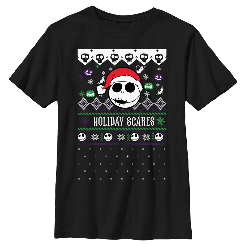 Boy's The Nightmare Before Christmas Holiday Scares Jack Face T-Shirt