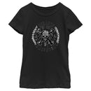 Girl's Pirates of the Caribbean: Curse of the Black Pearl Black and White Rope Skull Logo T-Shirt