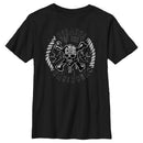 Boy's Pirates of the Caribbean: Curse of the Black Pearl Black and White Rope Skull Logo T-Shirt