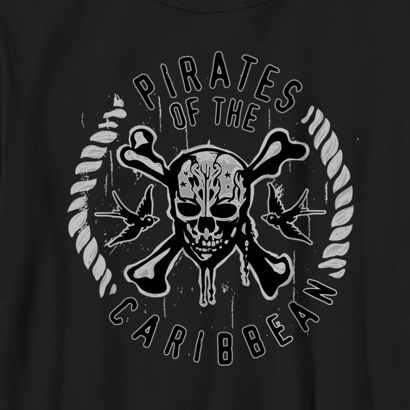 Boy's Pirates of the Caribbean: Curse of the Black Pearl Black and White Rope Skull Logo T-Shirt