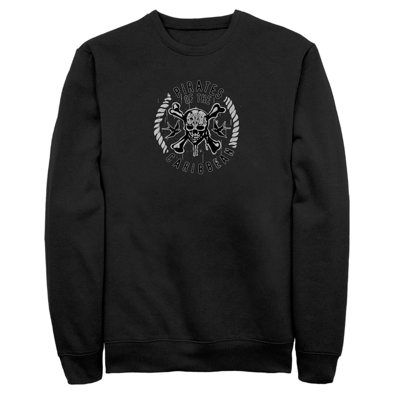 Men's Pirates of the Caribbean: Curse of the Black Pearl Black and White Rope Skull Logo Sweatshirt