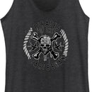 Women's Pirates of the Caribbean: Curse of the Black Pearl Black and White Rope Skull Logo Racerback Tank Top