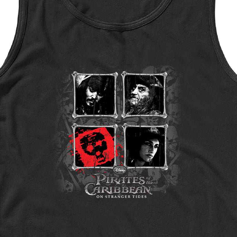 Men's Pirates of the Caribbean: On Stranger Tides Black and White Character Photos Tank Top