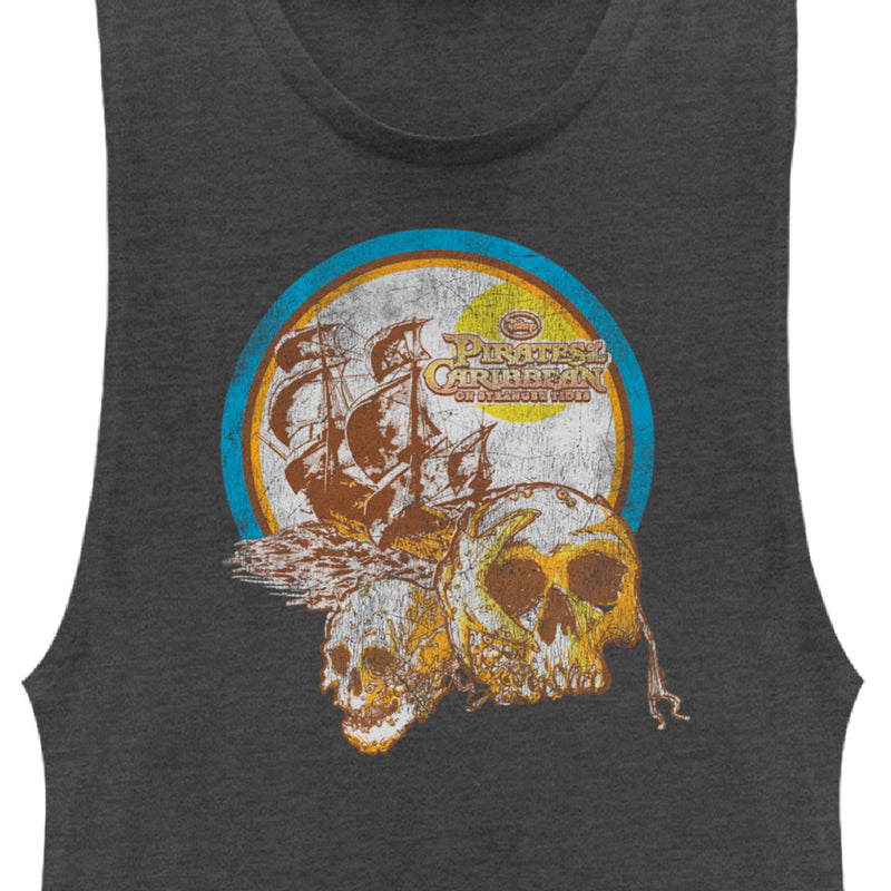 Junior's Pirates of the Caribbean: On Stranger Tides Distressed Skull Logo Festival Muscle Tee