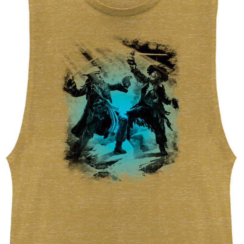 Junior's Pirates of the Caribbean: Curse of the Black Pearl Jack Sparrow and Hector Barbossa Duel Festival Muscle Tee