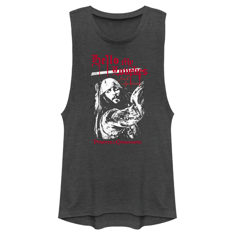 Junior's Pirates of the Caribbean: Curse of the Black Pearl Jack Sparrow Hello My Lovelies Festival Muscle Tee