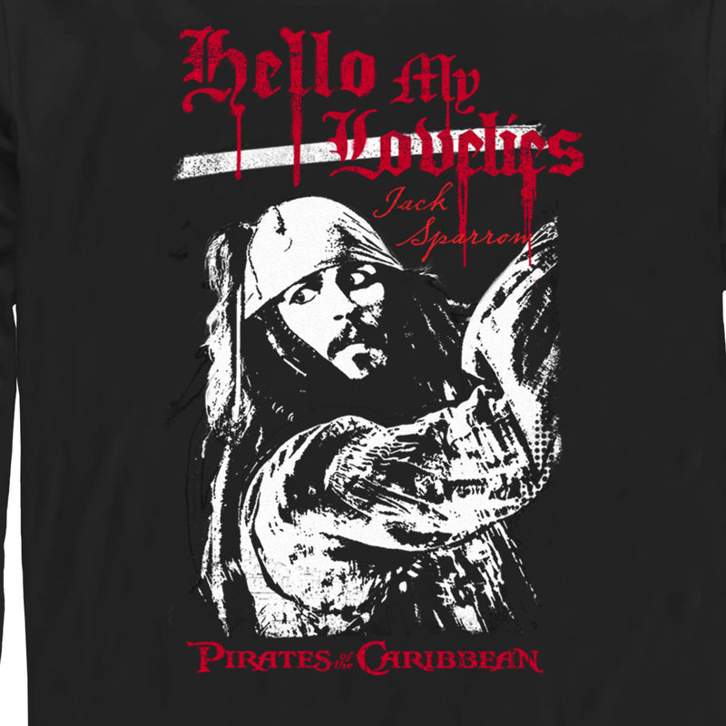 Men's Pirates of the Caribbean: Curse of the Black Pearl Jack Sparrow Hello My Lovelies Long Sleeve Shirt