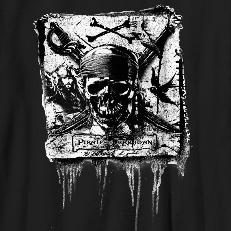 Boy's Pirates of the Caribbean: Curse of the Black Pearl Black and White Skull Logo T-Shirt