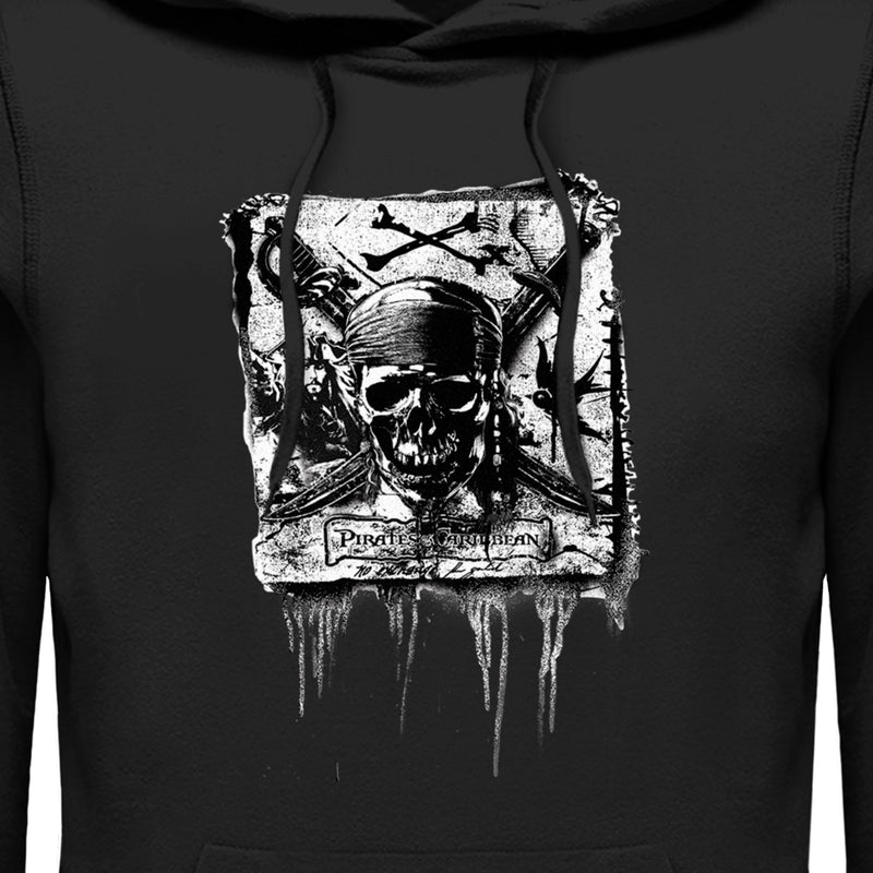 Men's Pirates of the Caribbean: Curse of the Black Pearl Black and White Skull Logo Pull Over Hoodie