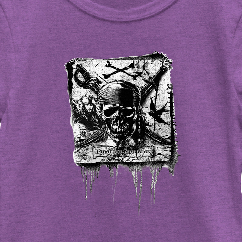 Girl's Pirates of the Caribbean: Curse of the Black Pearl Black and White Skull Logo T-Shirt