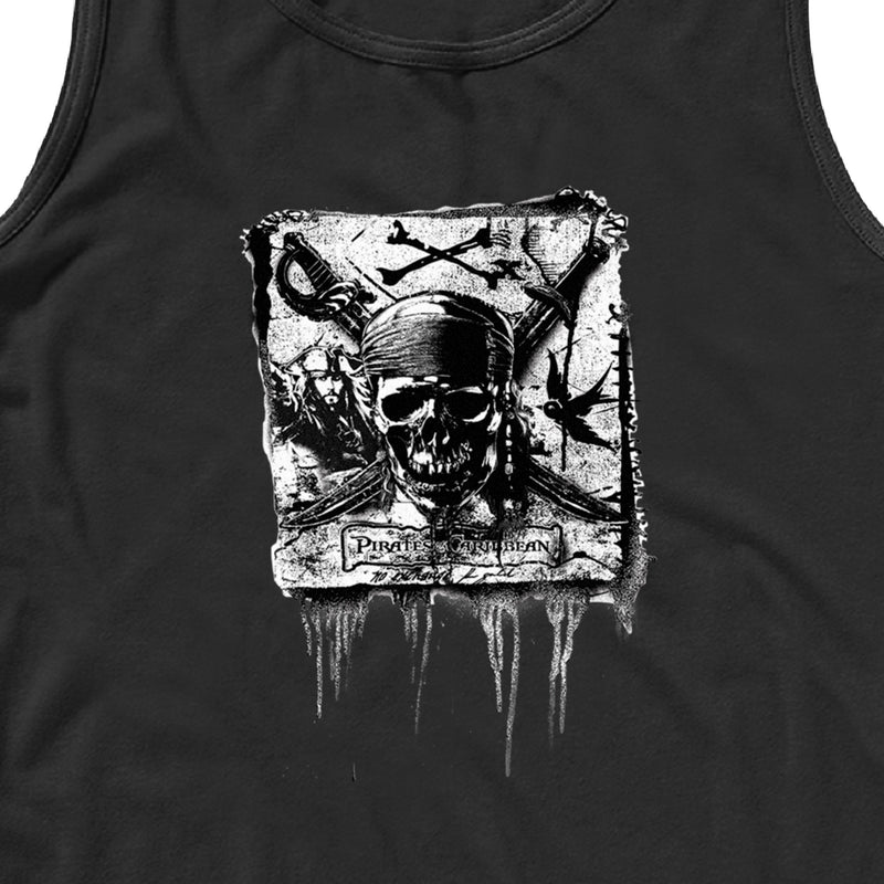 Men's Pirates of the Caribbean: Curse of the Black Pearl Black and White Skull Logo Tank Top