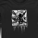 Men's Pirates of the Caribbean: Curse of the Black Pearl Black and White Skull Logo Long Sleeve Shirt