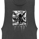 Junior's Pirates of the Caribbean: Curse of the Black Pearl Black and White Skull Logo Festival Muscle Tee