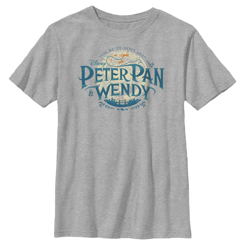 Boy's Peter Pan & Wendy Take Me to Never Land Distressed Logo T-Shirt